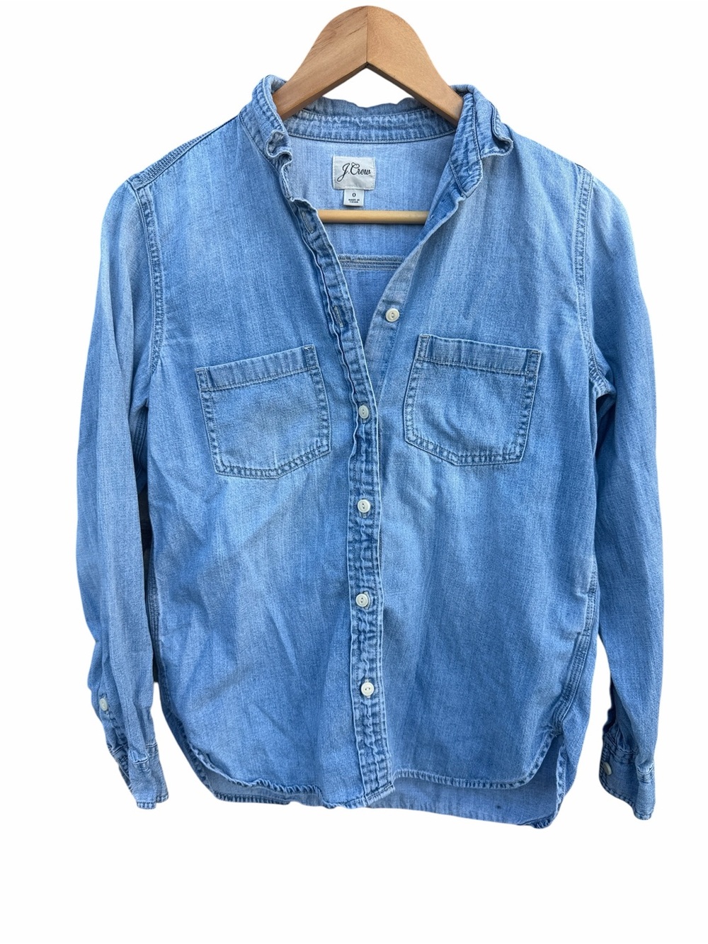 J. Crew Girls Light Wash Denim Button-Down Shirt